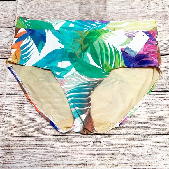 NWT Swim by Cacique Multicolor Tropical Bikini Bottom Size 14 - Picture 1 of 13